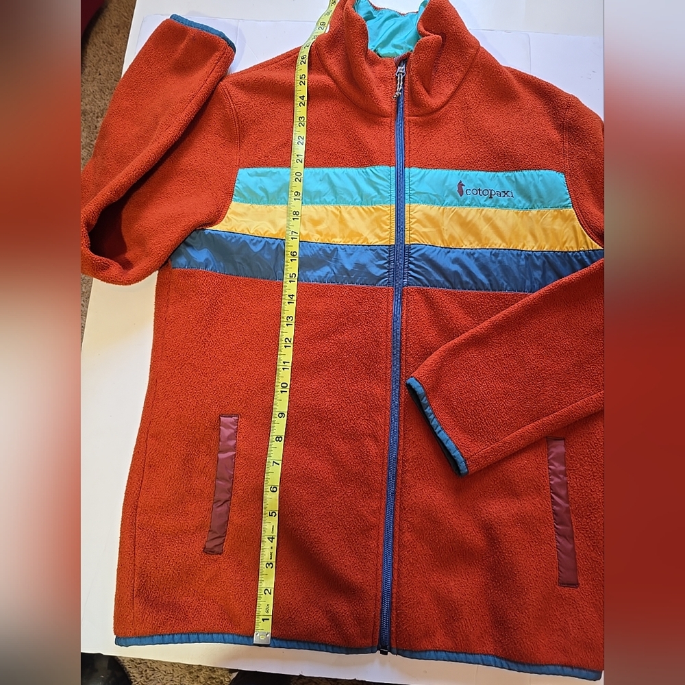 Cotopaxi Teca Full Zip Burnt Orange Fleece Jacket with Colorful Stripes Size M - Picture 5 of 9